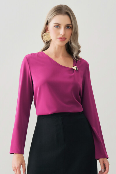 Foto Blusa Manga Longa Decote V Assimétrico Gold