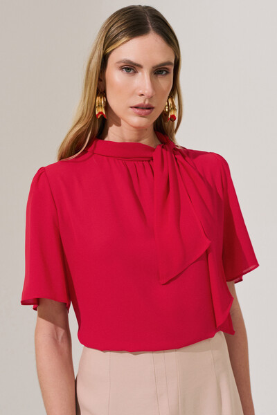 Foto Blusa Gola Dobrada Laço Lateral