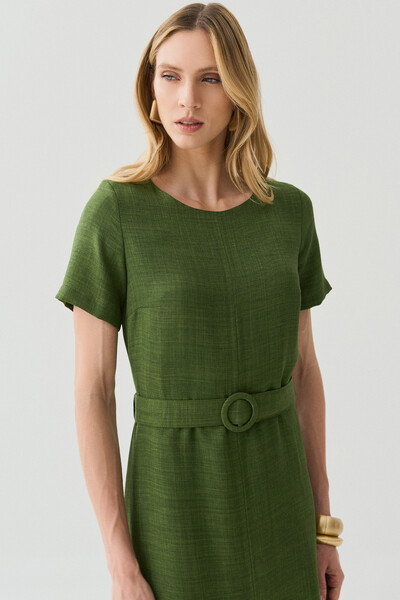 FotoVestido Midi Cinto Fivela Forrada