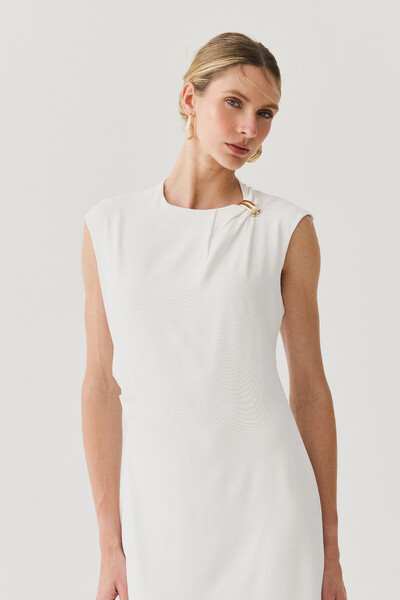 Foto Vestido Midi Regata Assimétrica Decote Pregas Gold
