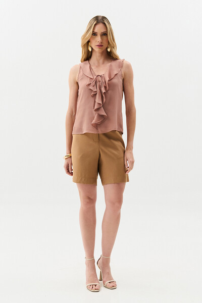 FotoRegata de Chiffon Yoryu Decote V Babado Laço