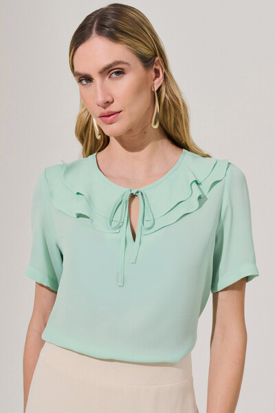 Foto Blusa Decote Vazado Babado Double Laço