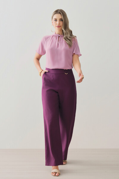 FotoBlusa Manga Raglan Gola Baixa Torcida Decote Gota Franzido