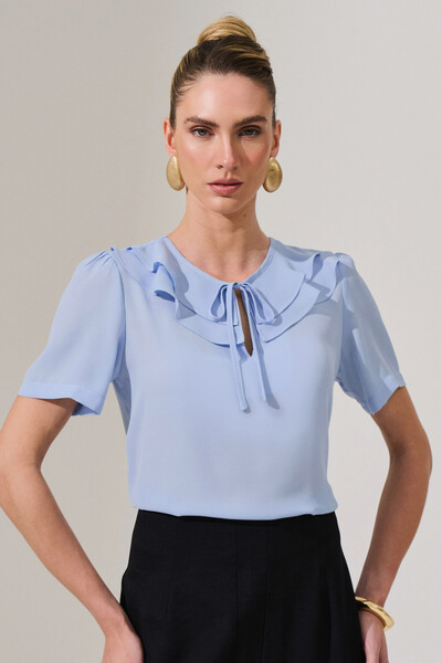 Foto Blusa Decote Vazado Babado Double Laço