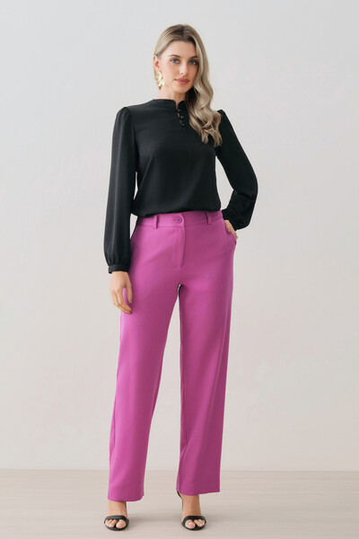 Foto Blusa Manga Longa Punho Gola Baixa Mini Botões Triple