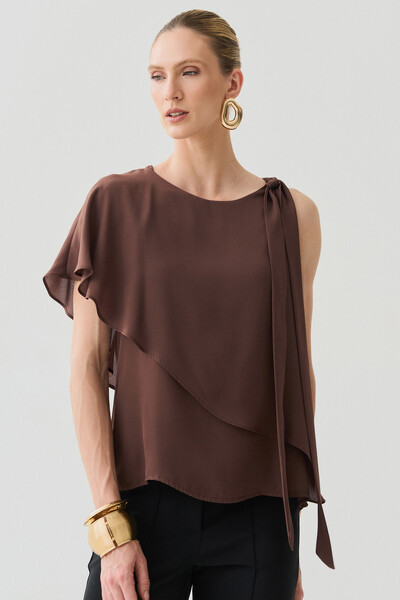 Foto Blusa Assimétrica Dupla Transpassada Um Ombro Só Laço