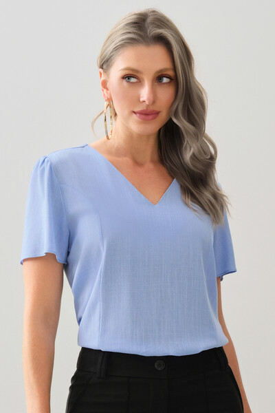 Foto Blusa Decote V Recortes Laterais