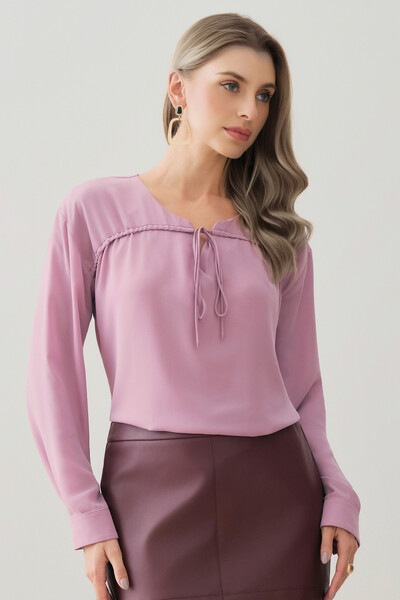 Foto Blusa Manga Longa Punho Gold Decote Cavado Laço Puxante