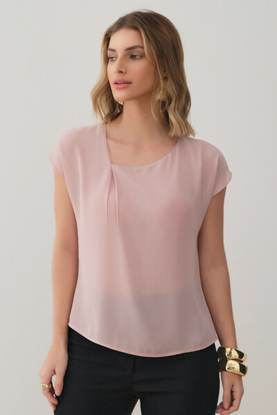 Foto Blusa Manga Morcego Decote Assimétrico Prega