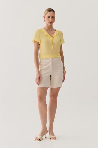 FotoBlusa Decote V Babado Laço