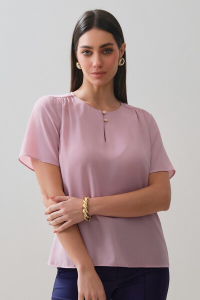 Foto Blusa Decote Gota Gold Pérola Double Ombro Franzidos