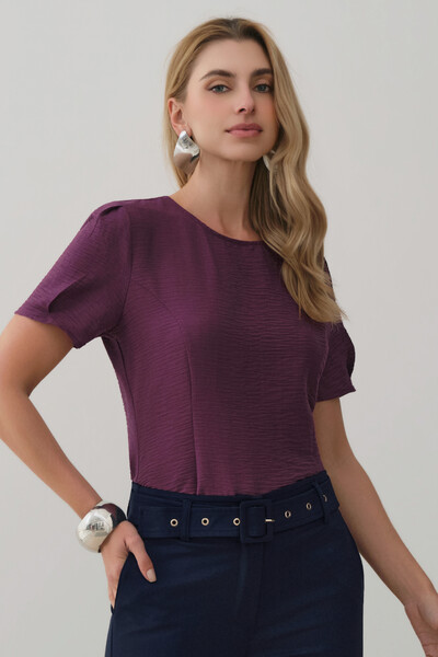 Foto Blusa Manga Prega Recortes