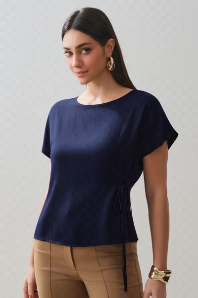 Foto Blusa Manga Morcego Lateral Laço