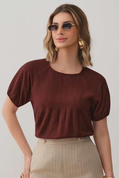 Foto Blusa Manga Raglan Elástico Pregas