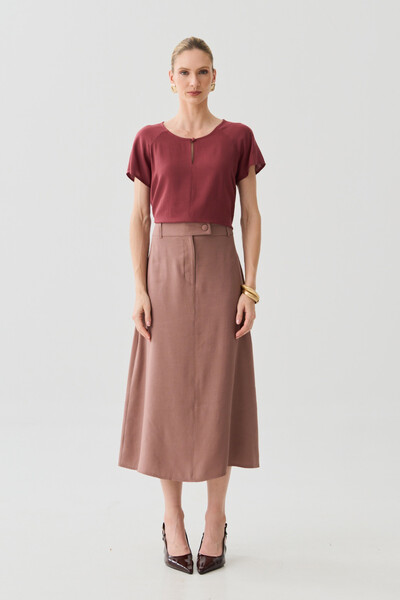 FotoBlusa Manga Raglan Decote Gota Mini Botão Forrado