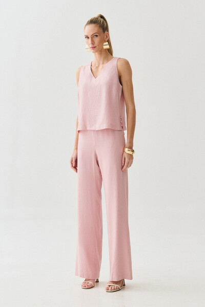 Foto Conjunto de Blusa Regata Decote V Lateral Mini Botões Triple e Calça Reta