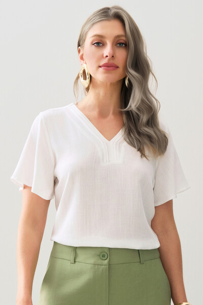 Foto Blusa Decote V Pregas