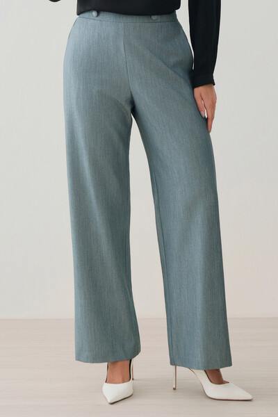 Foto Calça Reta de Alfaiataria Cintura Elástico Botões Forrados Double