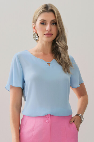 Foto Blusa Manga Evasé Decote Cavado