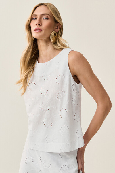 FotoConjunto de Laise de Algodão de Blusa regata Crop e Calça Reta