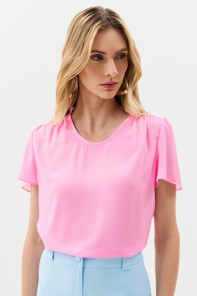 Foto Blusa Mini Gola Franzida Ombro Franzido