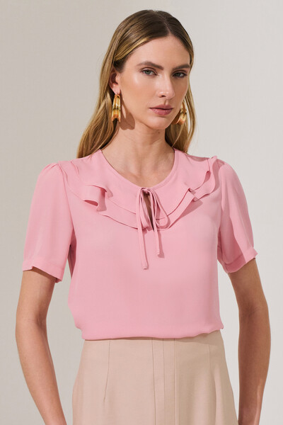 Foto Blusa Decote Vazado Babado Double Laço
