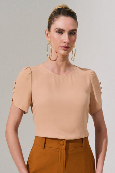 Foto Blusa Manga Mini Botões Forrados Triple