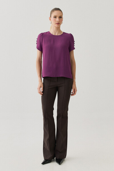 Foto Blusa Manga Mini Botões Forrados Triple