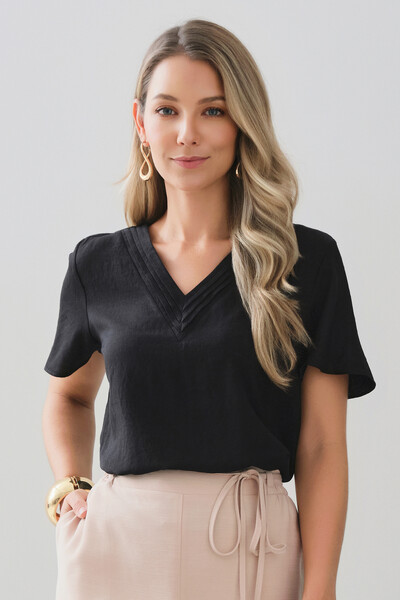 Foto Blusa Decote V Preguinhas Triple