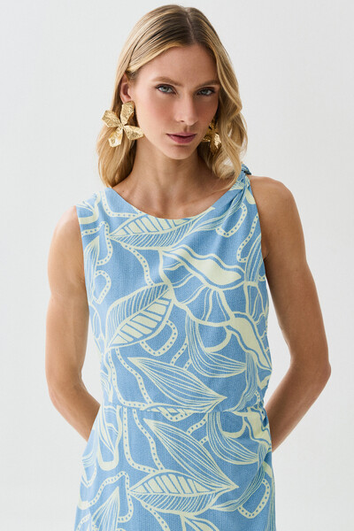 FotoVestido Midi Regata Assimétrico Transpassado Folhagem Um Ombro Torcido Lateral Franzida