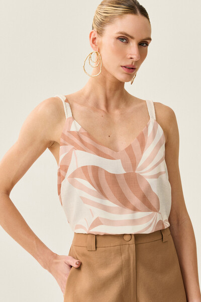 Foto Blusa de Alça Cordão Folhagem Decote V