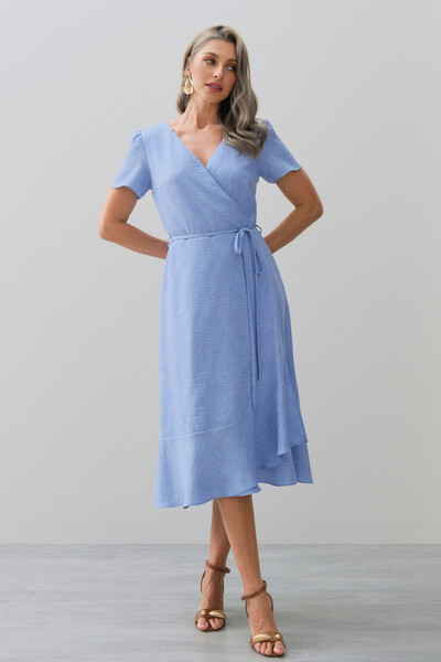 Foto Vestido Midi Transpassado Camada Laço