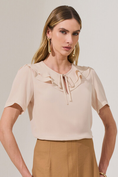 Foto Blusa Decote Vazado Babado Double Laço