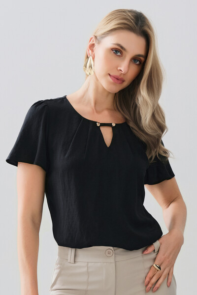 Foto Blusa Decote Vazado Pregas Gold Double