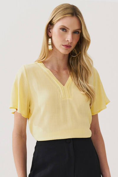 Foto Blusa Decote V Pregas