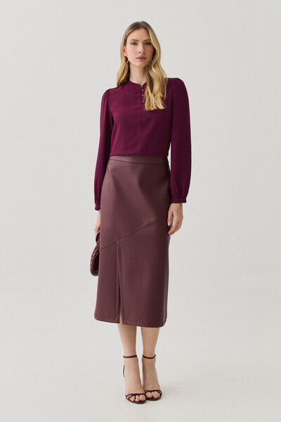 Foto Blusa Manga Longa Punho Gola Baixa Mini Botões Triple