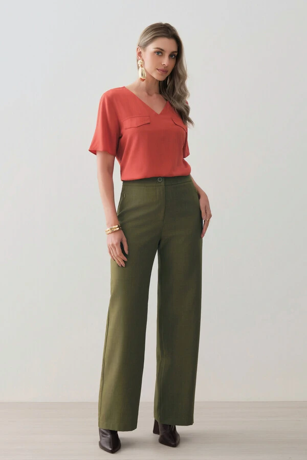 Blusa Decote V Abas