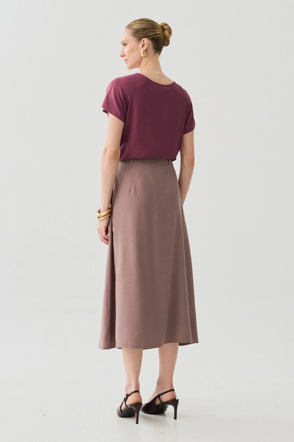 Blusa Manga Raglan Decote Gota Mini Botão Forrado