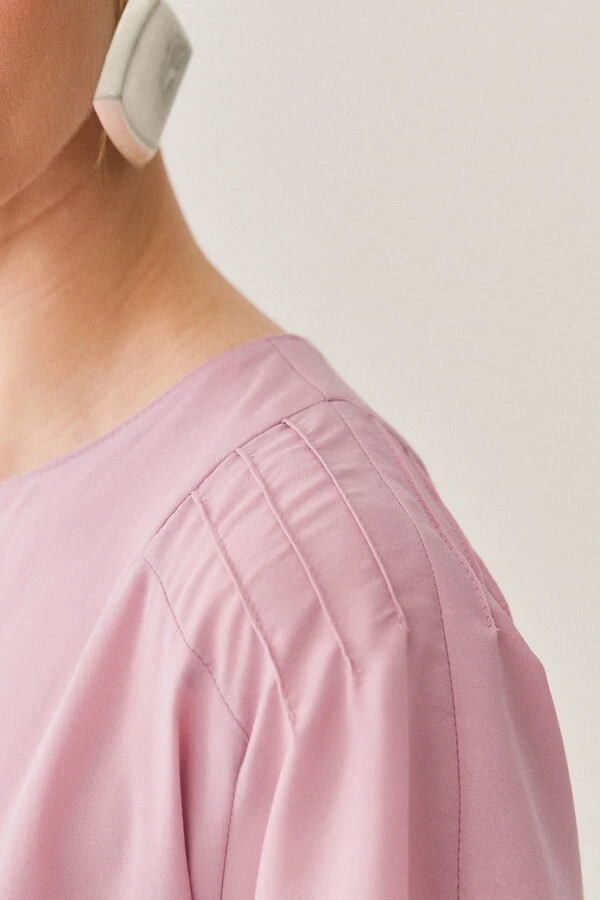 Blusa Manga Morcego Ombro Nervuras Quadruple