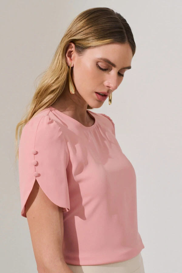 Blusa Manga Mini Botões Forrados Triple