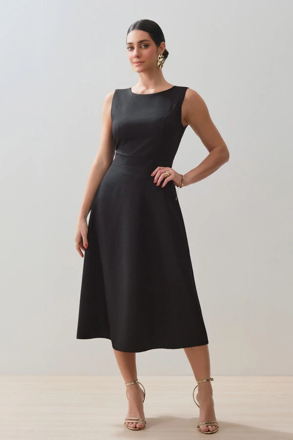 Vestido Midi Regata de Alfaiataria Recortes