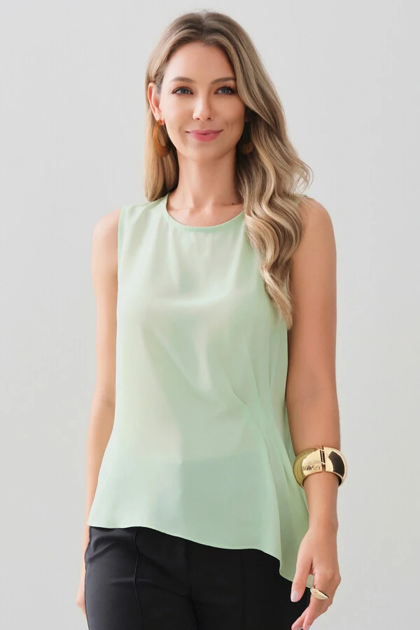 Regata Assimétrica Drapeada Pregas Triple