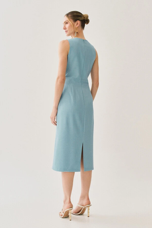 Vestido Midi Regata Decote V Recorte