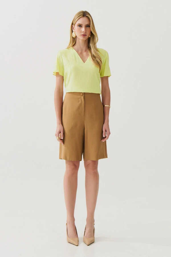 Blusa Decote V Recortes Laterais