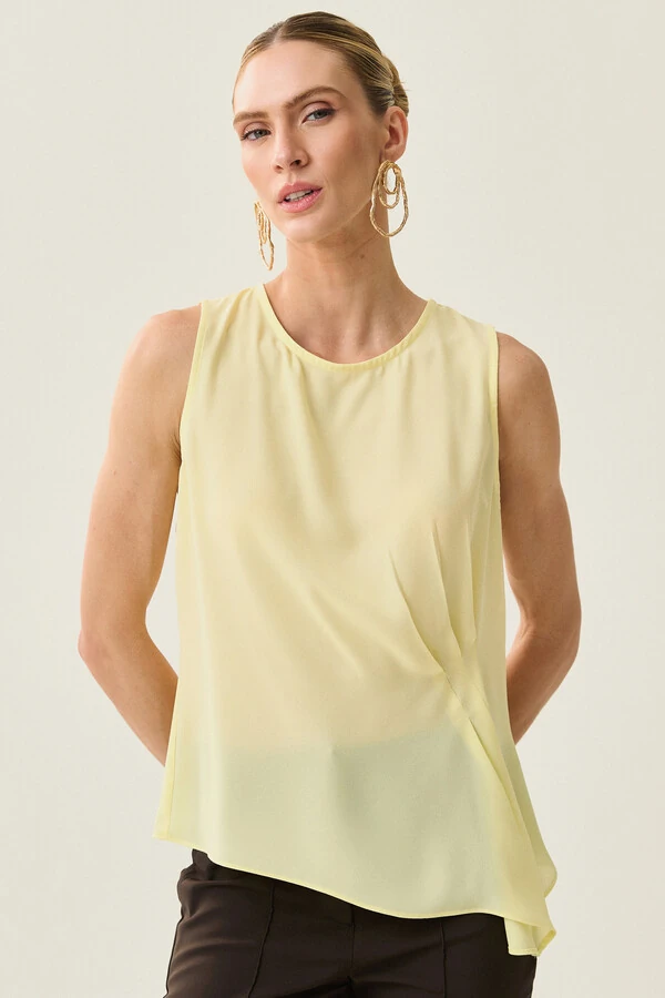 Regata Assimétrica Drapeada Pregas Triple