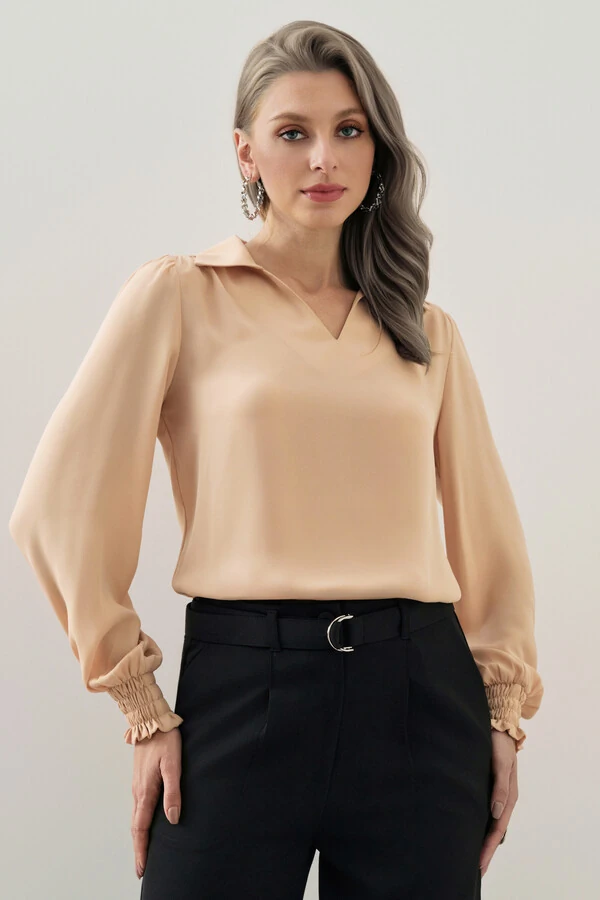 Blusa Manga Longa Punho Lastex Gola Polo Deocte V