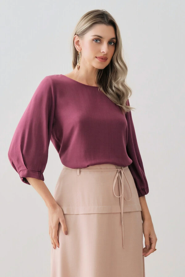 Blusa Manga 3/4 Elástico Pregas