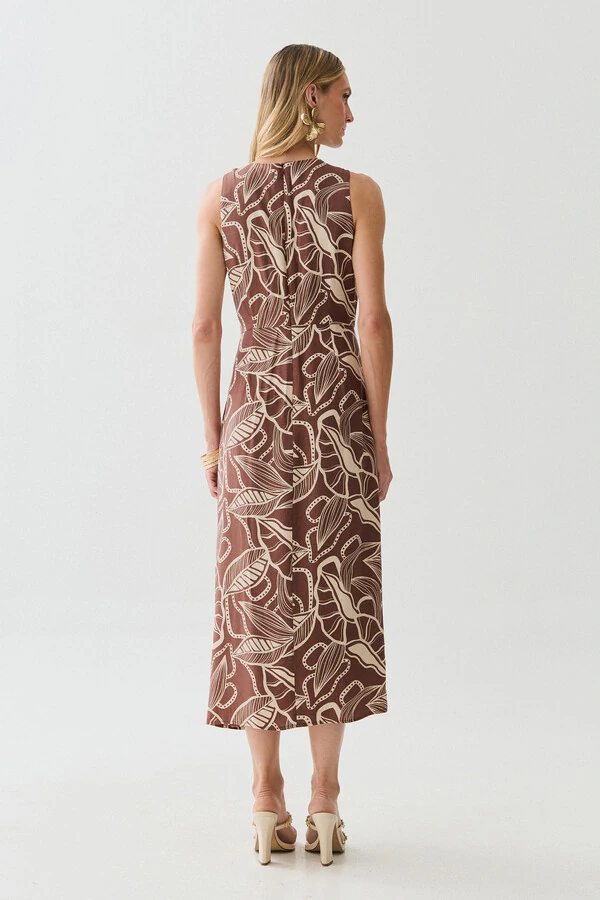 Vestido Midi Regata Assimétrico Transpassado Folhagem Um Ombro Torcido Lateral Franzida