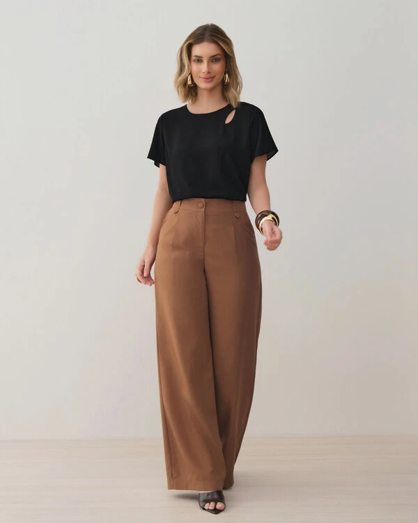Blusa Assimétrica Dupla Ombro Cut Out