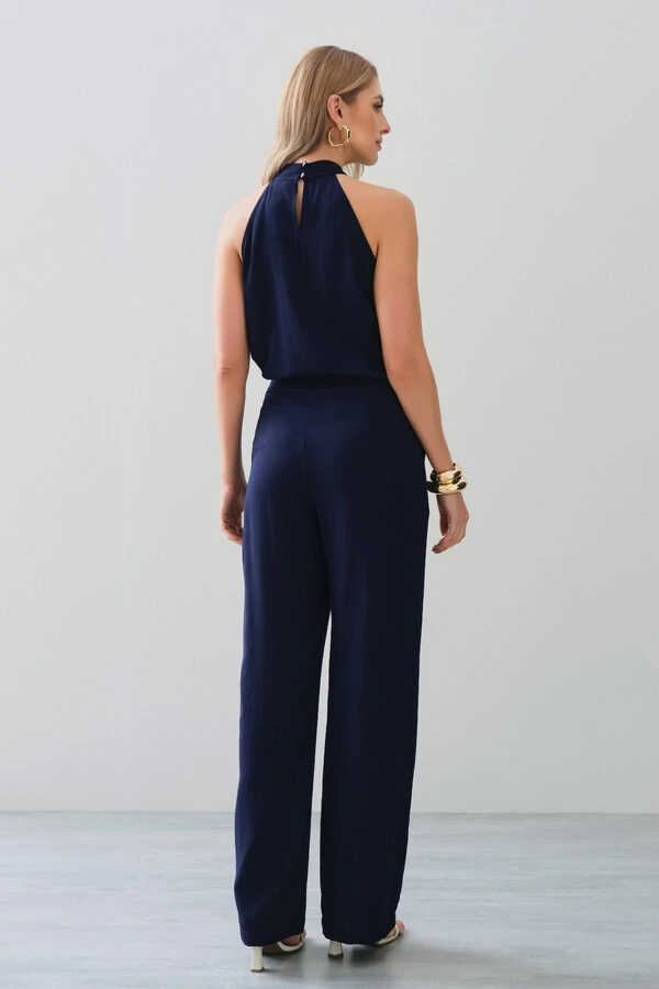 Conjunto de Blusa Regata Frente Única Faixa e Pantalona Nervura